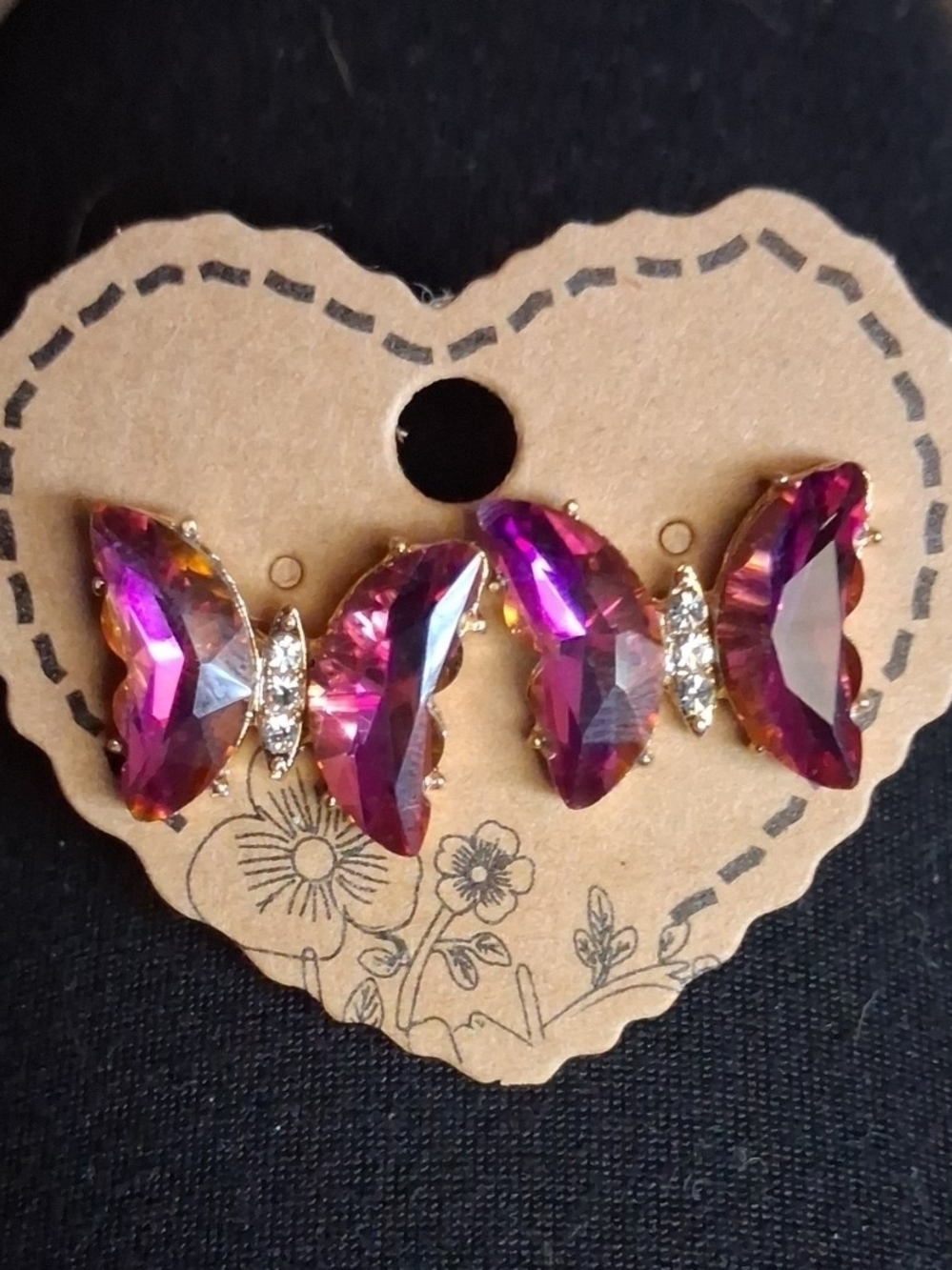 $8 Each Or Bundle 5/$20 Pink & Purple Butterfly Crystal Stud Earrings